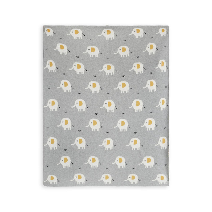Organic Jacquard Sweater Knit Baby Blanket - Elephant