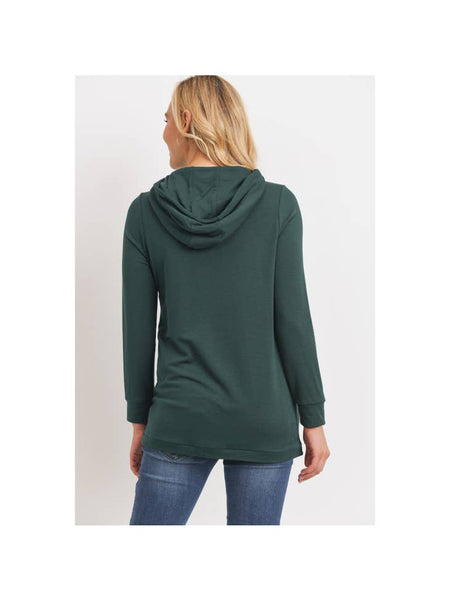 Heavy Brushed French Terry Maternity and Nursing Hoodie - Hunter Green