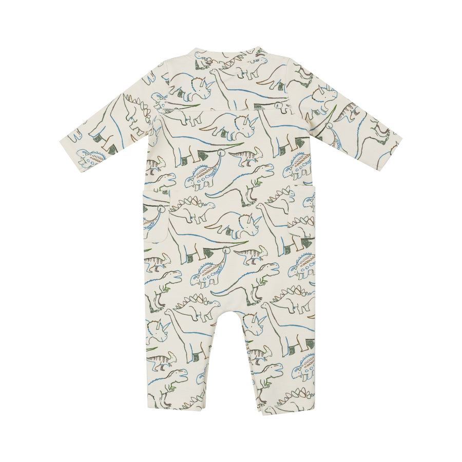 French Terry Uni Romper - Artsy Dinos