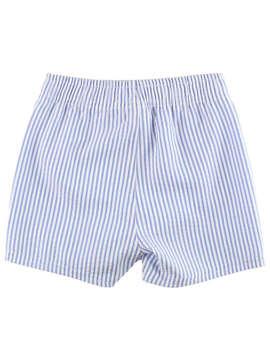 Periwinkle Blue Seersucker Swim Trunks