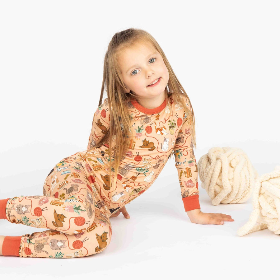 Bamboo Two Piece Long Sleeve Pajamas - Cats Meow
