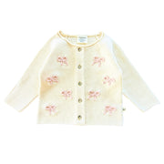 Zoe Bow Sweater Knit Baby Button Organic Cardigan