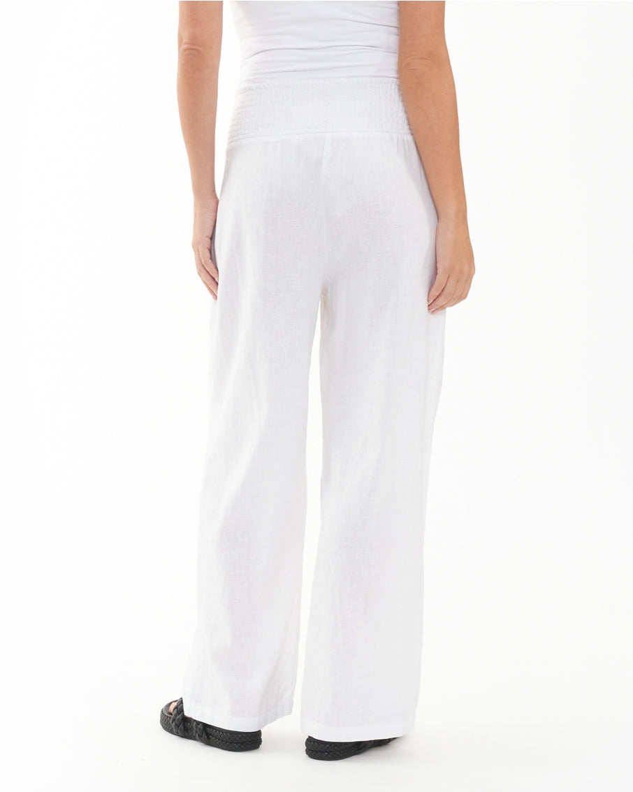 Indi Wide Leg Lenin Pant - White