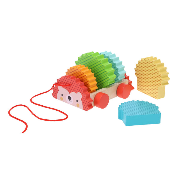 Wooden Pull Toy - Rainbow Hedgehog