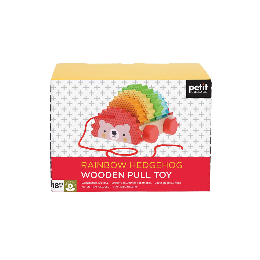 Wooden Pull Toy - Rainbow Hedgehog