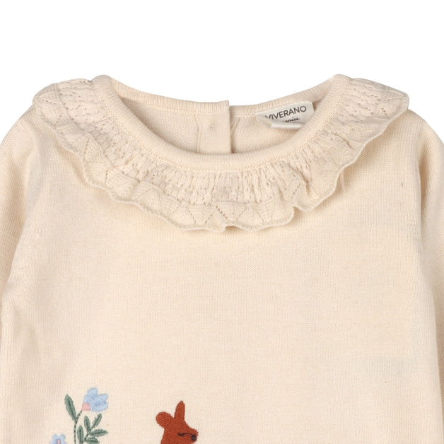 Woodland Embroidered Knit Sweater and Pants Set