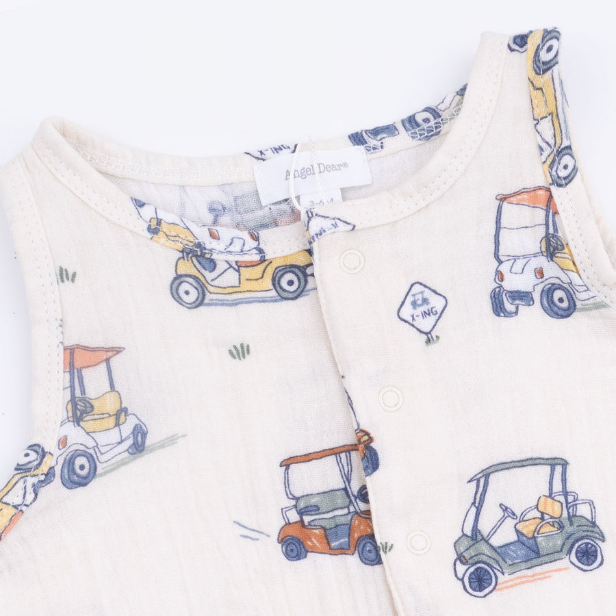 Sleeveless Shortie Romper - Zooming Golf Carts