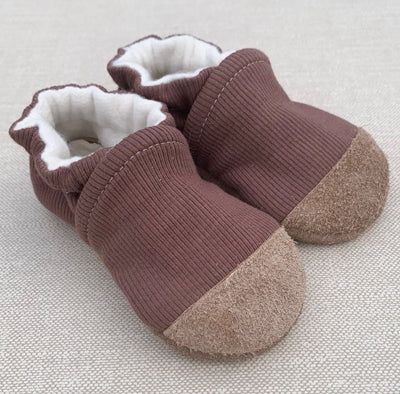 Organic Cotton Knit Slippers -  Ribbed Sunbake