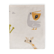 Organic Jacquard Sweater Knit Baby Blanket - Jungle Friends