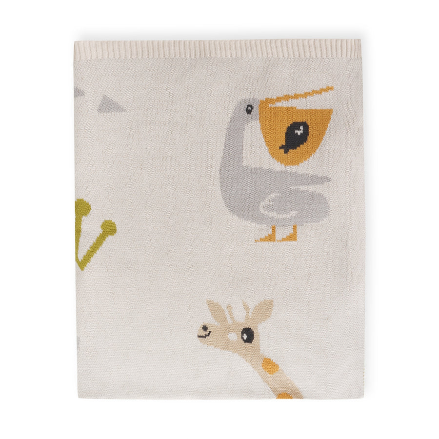 Organic Jacquard Sweater Knit Baby Blanket - Jungle Friends