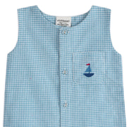 Nautical Embroidered Gingham Baby Romper