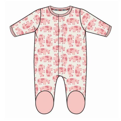Organic Cotton Magnetic Footie - Pink Cow
