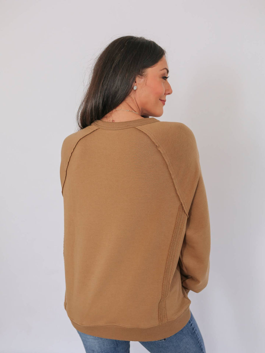Big Hug Vertical Zip Breastfeeding Crewneck - Butterscotch