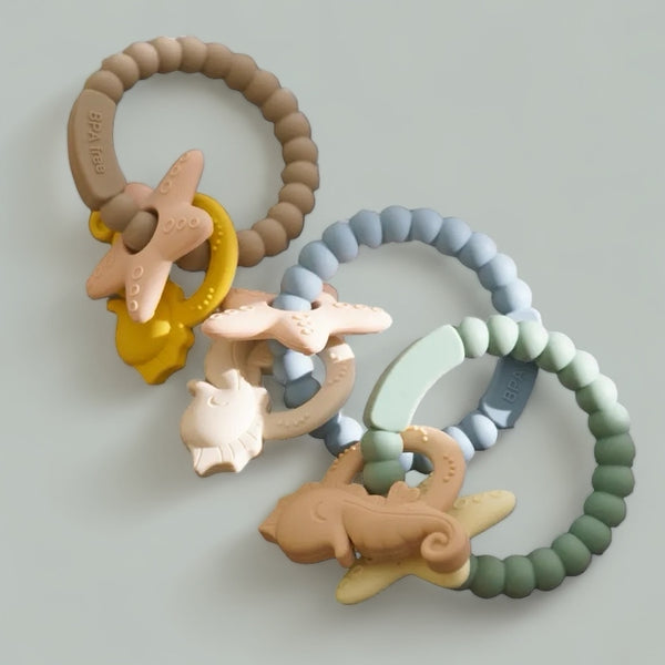Seahorse Teething Ring - All Silicone - Slate