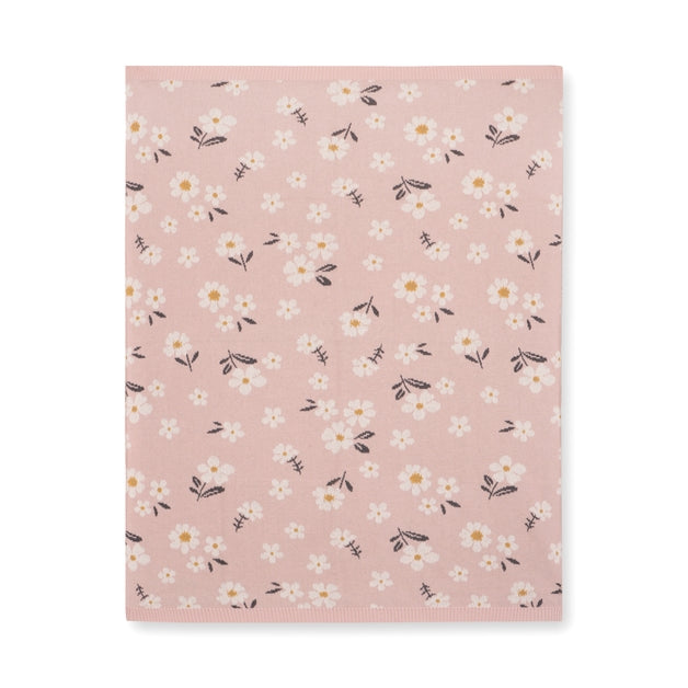 Organic Jacquard Sweater Knit Baby Blanket - Daisy Floral