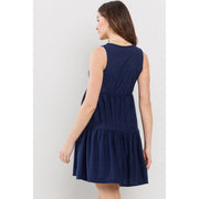 Ruffle Hem Sleeveless Maternity V-Neck Mini Dress - Navy