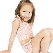 Girls Flutter Bikini Swimsuit - Pink Daisy