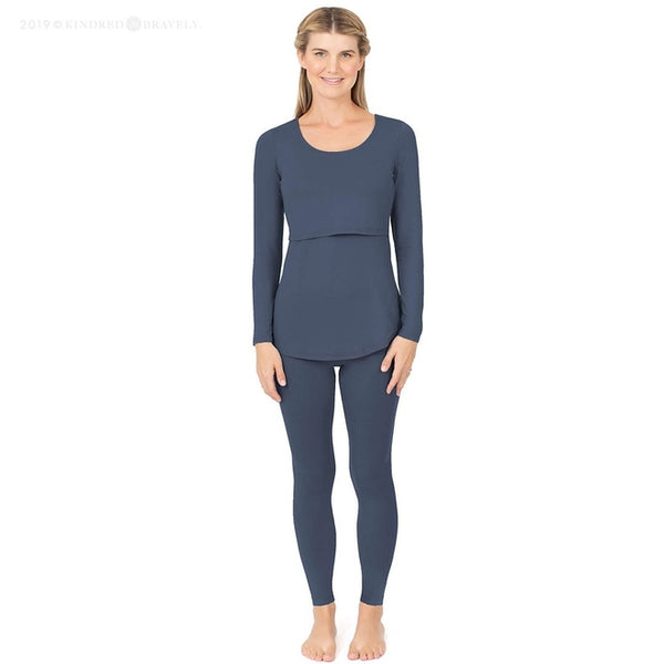 Jane Nursing Pajama Set - Slate Blue