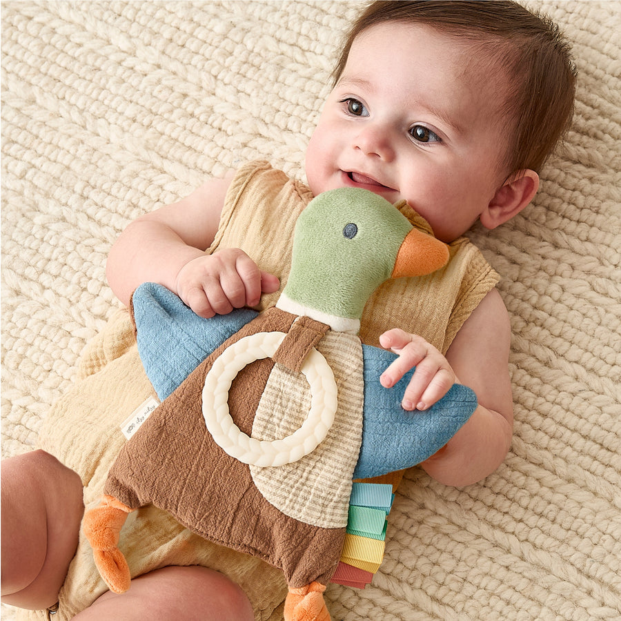 Bitzy Crinkle Sensory Toy with Teether - Mallard Duck