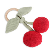 Organic Baby Blanket + Ring Rattle Toy Gift Set - Cherry
