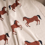Organic Jacquard Sweater Knit Baby Blanket - Horse