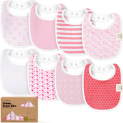 8 Pack Organic Cotton Drool Bibs - Blush