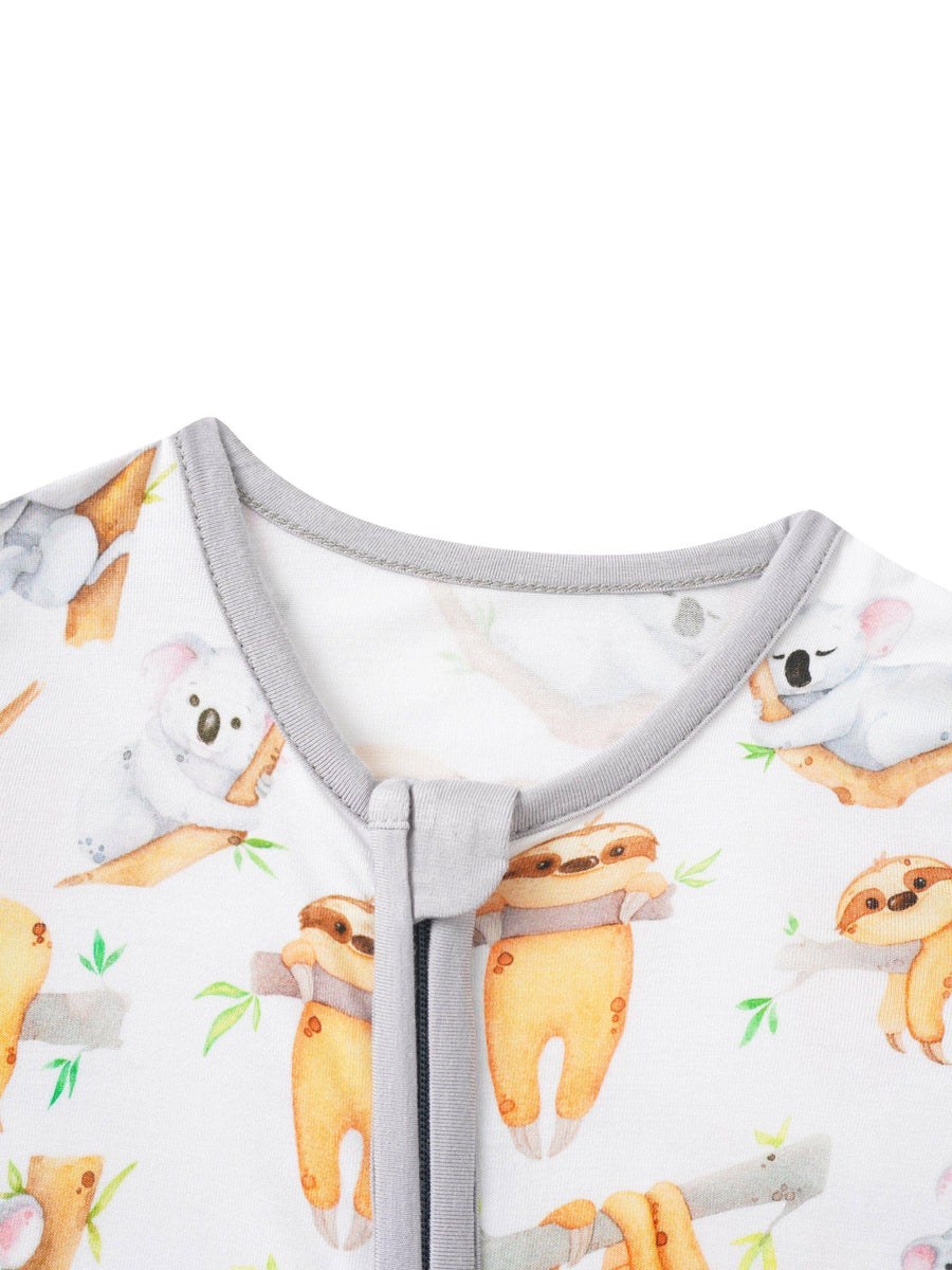 PoshTOT Sloth Bamboo Baby Shorty Zippy Romper