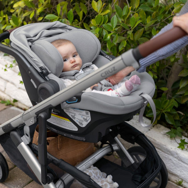 UPPAbaby Aria Lightweight Infant Car Seat - Anthony (Light Grey - Chestnut Leather)