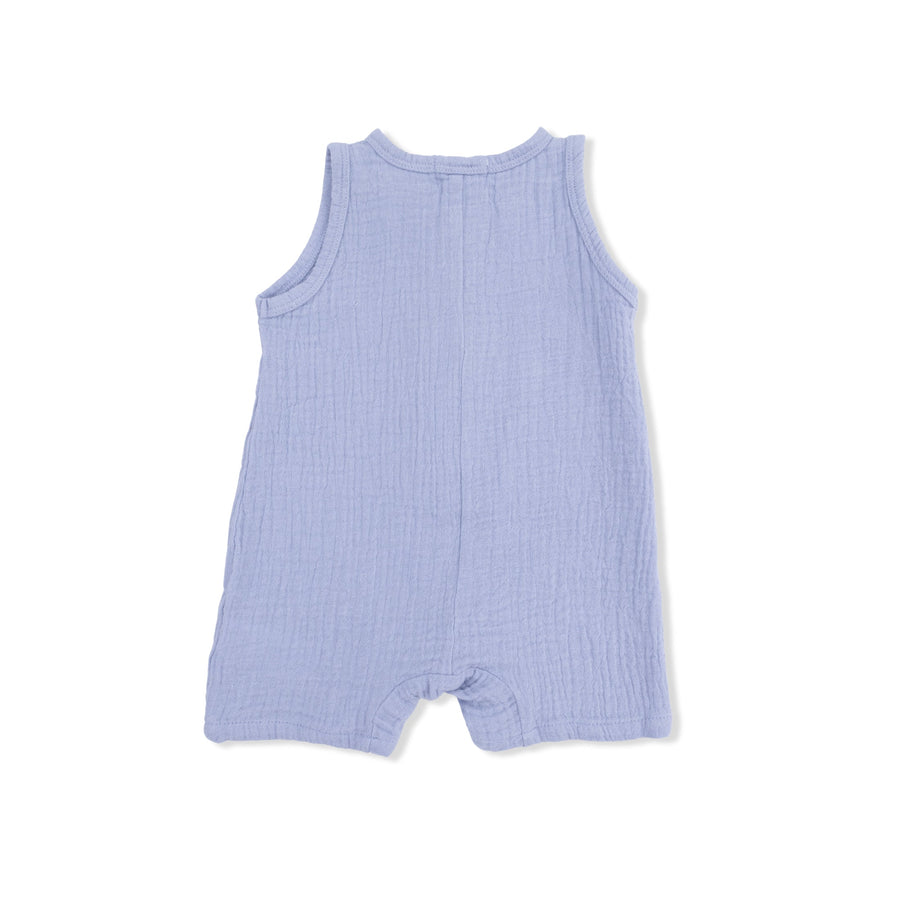 Sleeveless Shortie Romper - Blue Blizzard