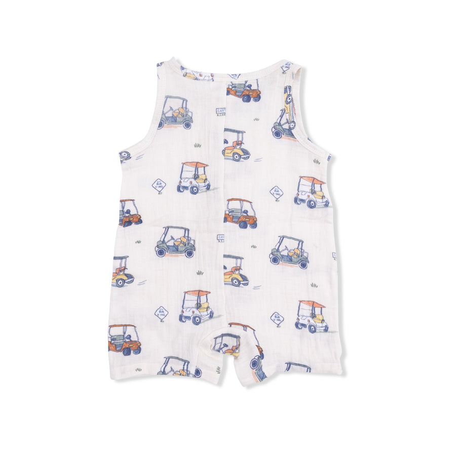 Sleeveless Shortie Romper - Zooming Golf Carts
