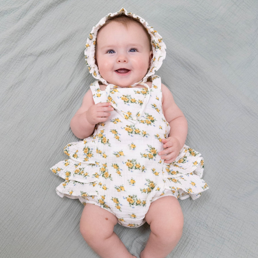 Ruffle Sunsuit - Sunshine Roses