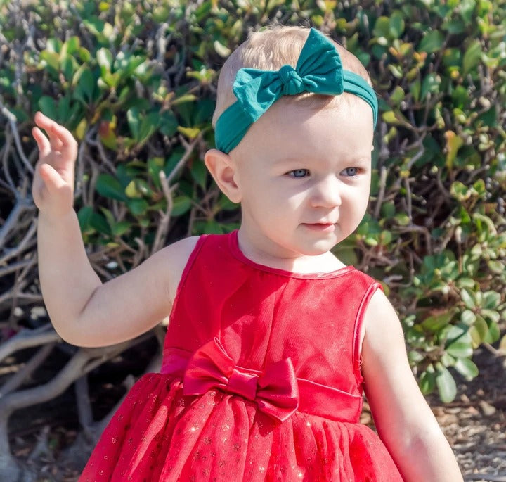 Nylon Bow Headband - Red