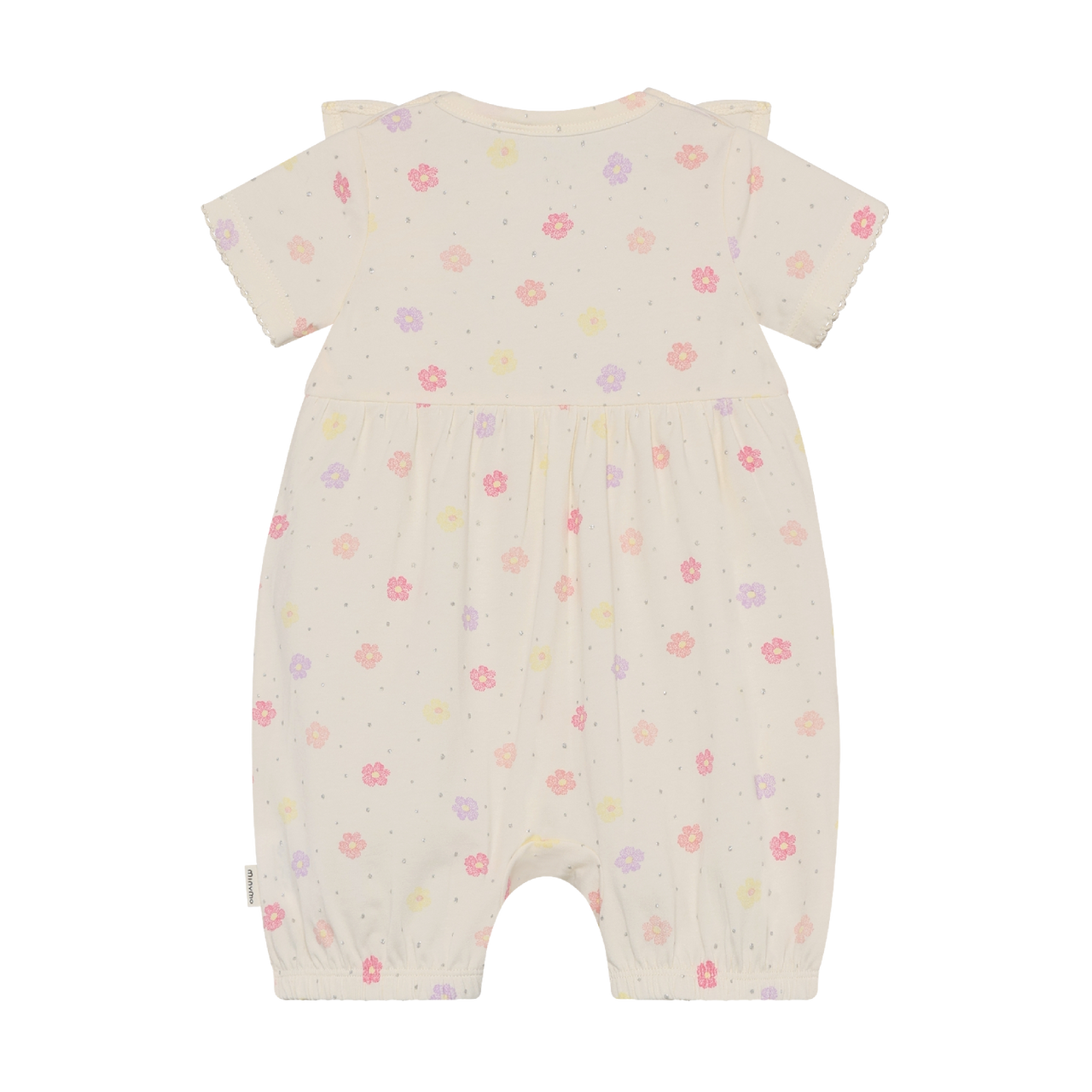 Short Sleeve Ruffle Romper - Vanilla Ice Flower