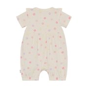 Short Sleeve Ruffle Romper - Vanilla Ice Flower