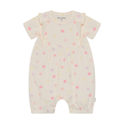 Short Sleeve Ruffle Romper - Vanilla Ice Flower