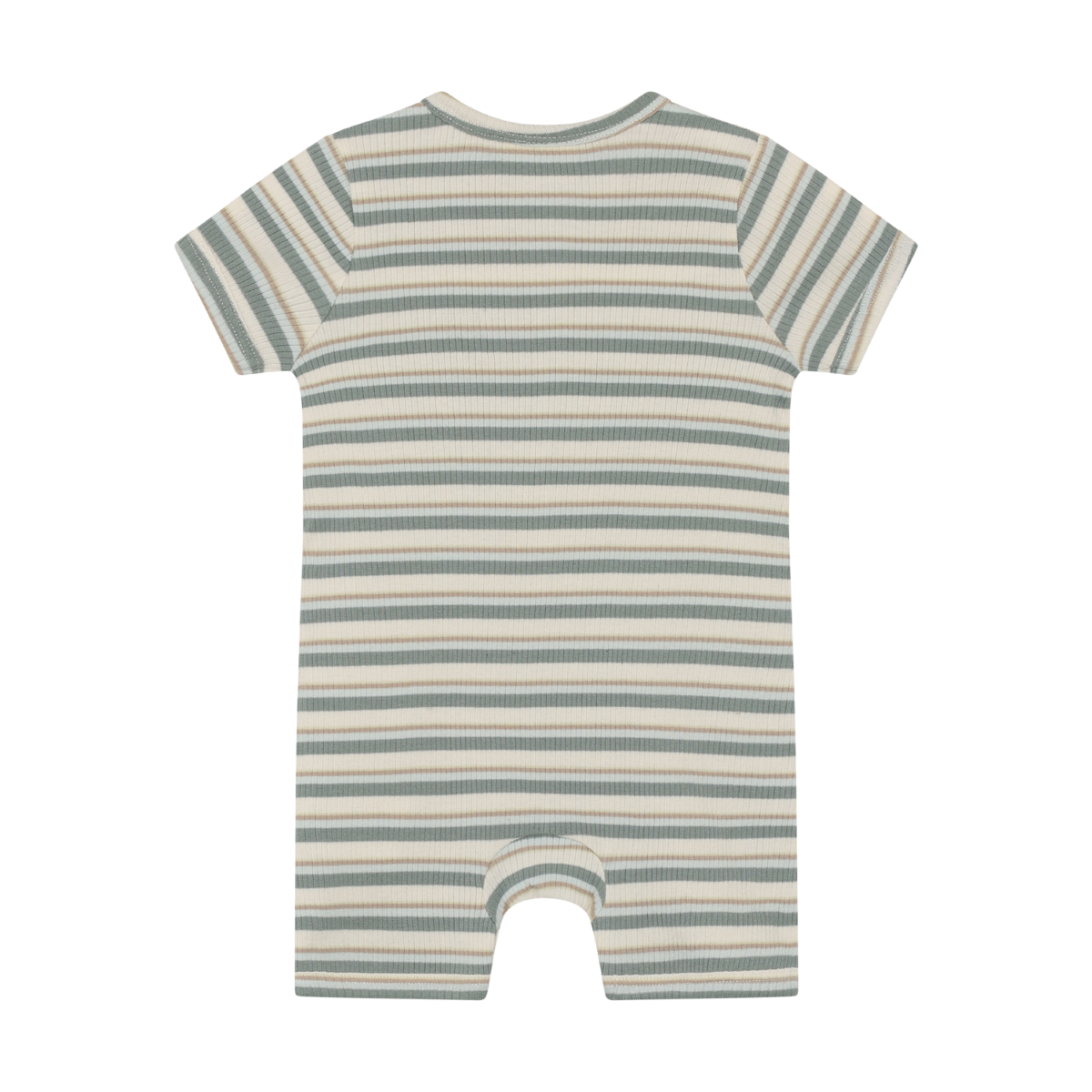 Short Sleeve Ribbed Romper - Striped Lily Pad
