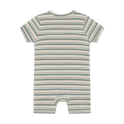 Short Sleeve Ribbed Romper - Striped Lily Pad
