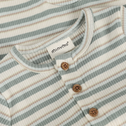 Short Sleeve Ribbed Romper - Striped Lily Pad