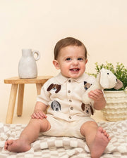 Organic Stuffed Baby Stick Rattle - Dog