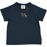 Organic Cotton Palm Raglan T-Shirt - Night Blue