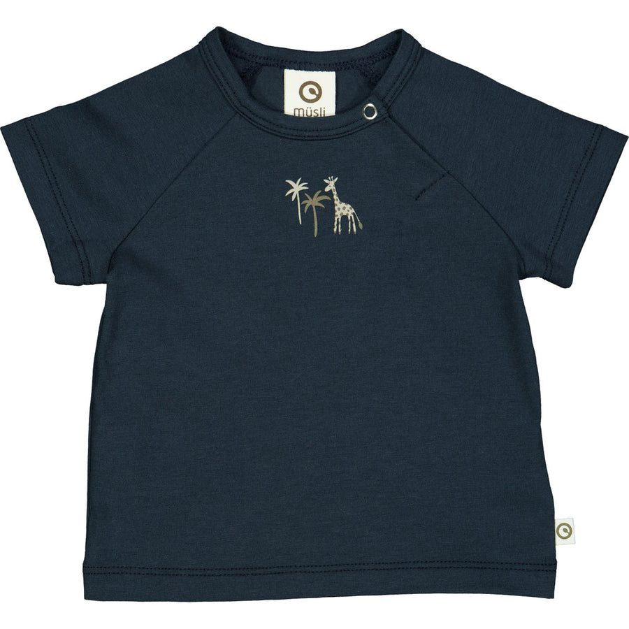 Organic Cotton Palm Raglan T-Shirt - Night Blue