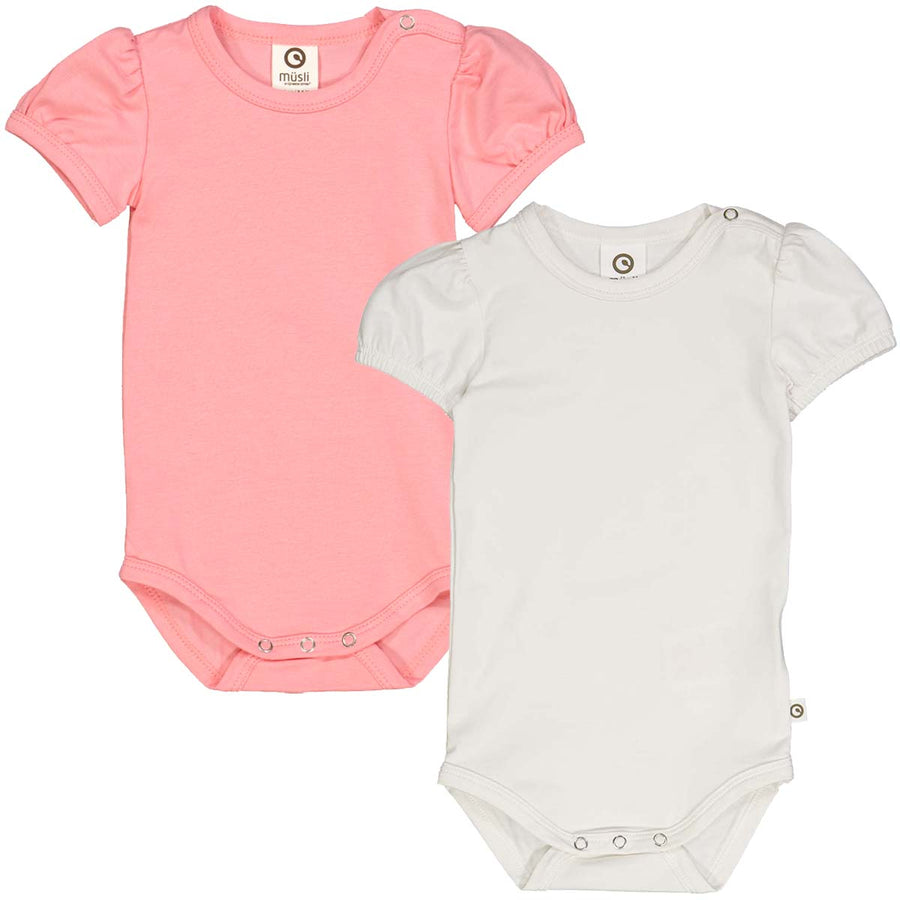 Cozy Me Frill Short Sleeve Bodysuit 2 Pack - Balsam Cream/Bubblegum