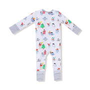 Bamboo Zipper Romper - Holiday Penguins