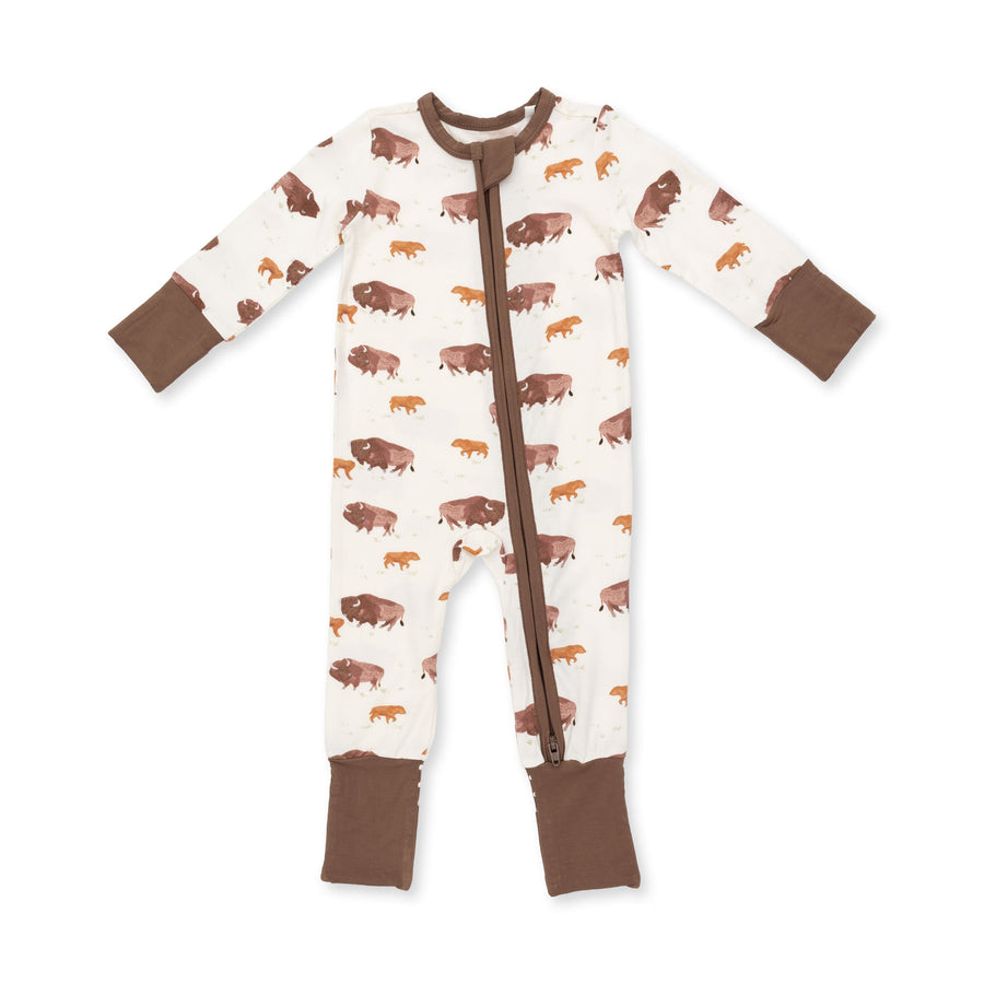 Bamboo Zipper Romper - American Buffalo