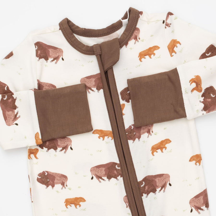 Bamboo Zipper Romper - American Buffalo