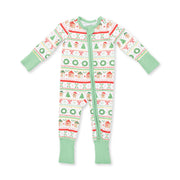 Bamboo Zipper Romper - Gingerbread Fair Isle - Uni