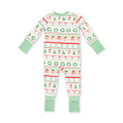 Bamboo Zipper Romper - Gingerbread Fair Isle - Uni