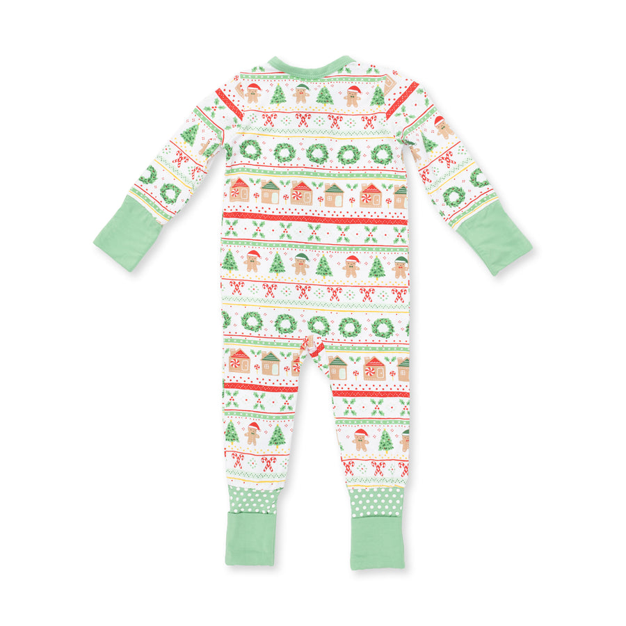 Bamboo Zipper Romper - Gingerbread Fair Isle - Uni