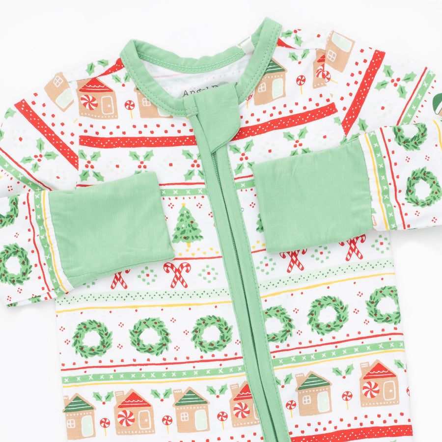 Bamboo Zipper Romper - Gingerbread Fair Isle - Uni