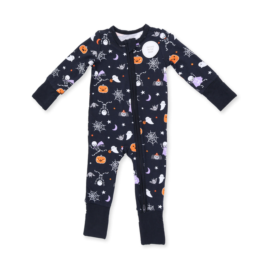 Bamboo Glow In The Dark Zipper Romper - Halloween  Skeleton Buddies